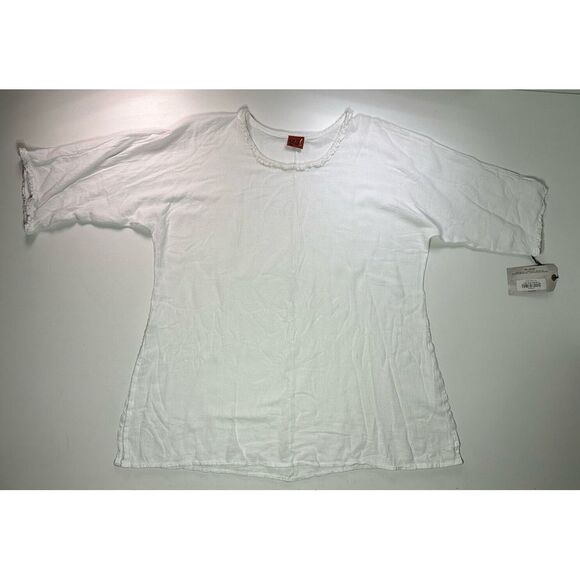 Oh My Gauze‎ Suzi Snow Tunic Top White Womens Size #3 US XXL Cotton Ruffled Airy - Picture 2 of 10